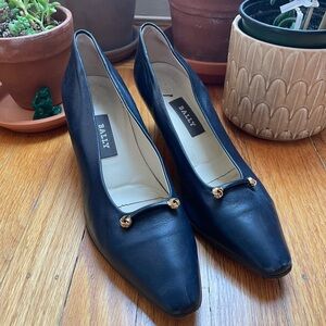 Bally Navy Leather Heels